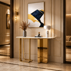 Premium Gold Stainless Steel Open Loop & Pillar Entryway Table