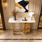 Premium Gold Stainless Steel Open Loop & Pillar Entryway Table