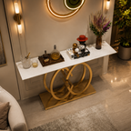 Elegant Butterfly Silhouette Gold Metal Statement Foyer Table