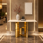 Premium Gold Stainless Steel Overlapping Cube Entryway Table