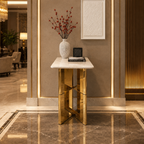 Premium Gold Stainless Steel Overlapping Cube Entryway Table