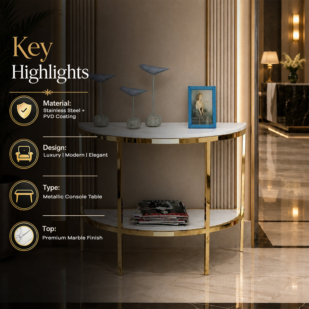 Premium Gold Stainless Steel Overlapping Cube Entryway Table (Copy)