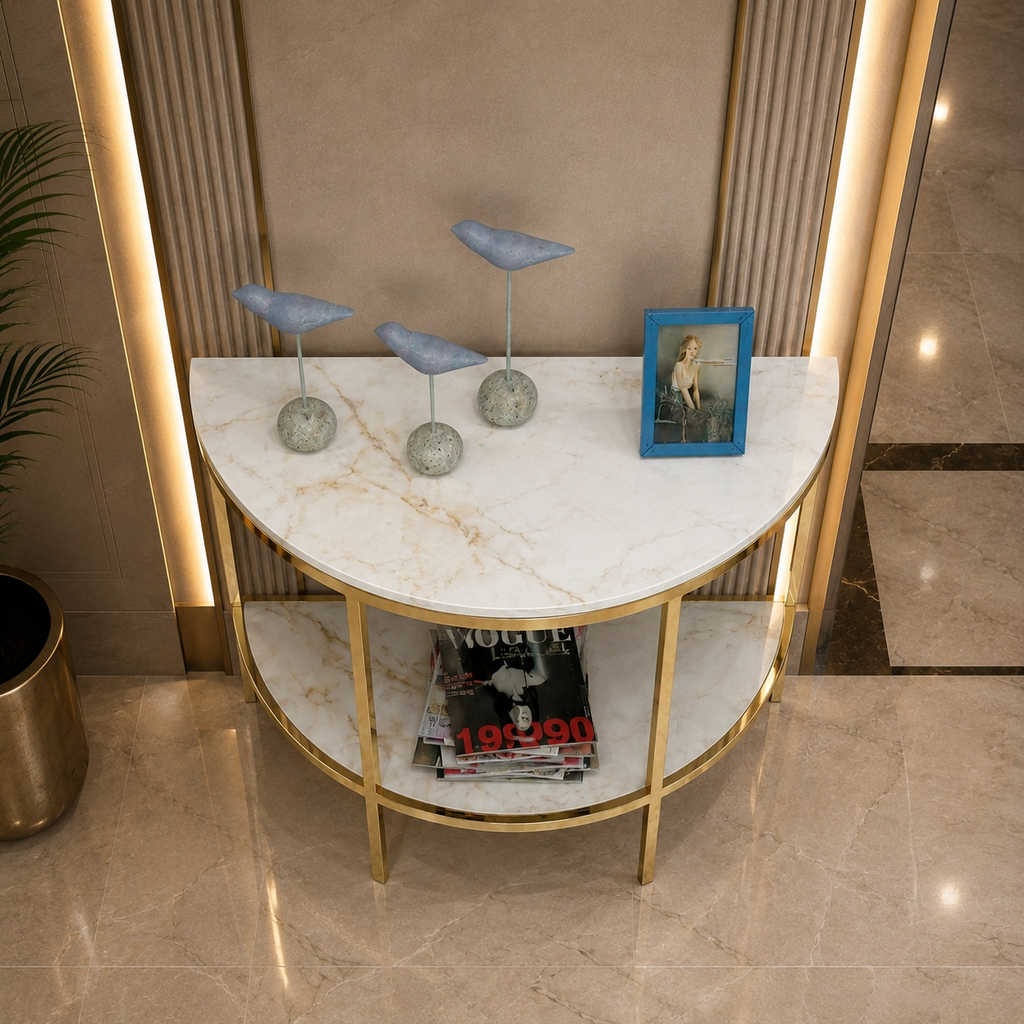 Premium Gold Stainless Steel Overlapping Cube Entryway Table (Copy)