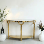 Elegant 3-Leg Loop Accent Gold Metal Statement Foyer Table