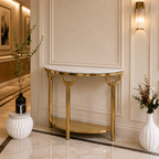 Elegant 3-Leg Loop Accent Gold Metal Statement Foyer Table