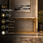Modern Minimalist Hollow Block Gold SS Luxury Console Table