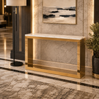 Modern Minimalist Hollow Block Gold SS Luxury Console Table