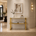 Premium Gold Stainless Steel Open-Frame Multi-Layer Entryway Table