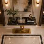 Elegant Gold Stainless Steel Base Luxury Marble Console Table