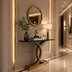 Elegant Gold Stainless Steel Base Luxury Marble Console Table