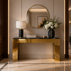 Premium Gold Stainless Steel Tiered Frame Console Table – Marble Top