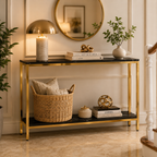 Contemporary Gold Stainless Steel Slim Rectangular Console Table