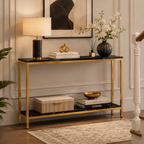 Contemporary Gold Stainless Steel Slim Rectangular Console Table