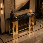 Elegant Geometric Gold Metal Statement Console Table