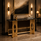 Elegant Geometric Gold Metal Statement Console Table
