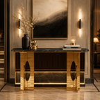 Elegant Geometric Gold Metal Statement Console Table