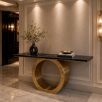 Premium Gold Stainless Steel Circular Base Entryway Table
