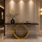 Premium Gold Stainless Steel Circular Base Entryway Table