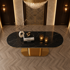 Elegant Pill-Shaped Gold Metal Luxury Statement Table
