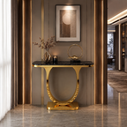Premium Gold Stainless Steel Curved Pedestal Entryway Table