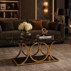 Elegant Overlapping Loop Gold Metal Luxury Coffee Table