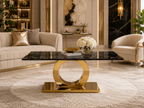 Premium Gold Stainless Steel Circular Pedestal Coffee Table