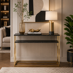 Modern Minimalist Gold SS Double Layer Console Table