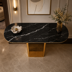 Elegant Tapered Pillar Gold Metal Statement Table