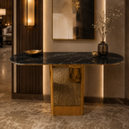 Elegant Tapered Pillar Gold Metal Statement Table