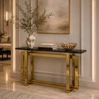 Premium Gold Stainless Steel Interlocking Rectangular Entryway Table