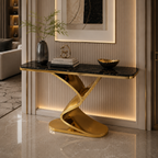 Luxury Twisted Ribbon Gold SS Console Table