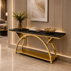 Premium Gold Stainless Steel Crescent Base Entryway Table