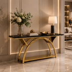 Premium Gold Stainless Steel Crescent Base Entryway Table
