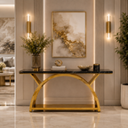 Premium Gold Stainless Steel Crescent Base Entryway Table