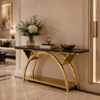 Premium Gold Stainless Steel Crescent Base Entryway Table