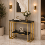 Modern Geometric Tiered Runway Gold SS Luxury Console Table