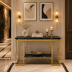 Modern Geometric Tiered Runway Gold SS Luxury Console Table