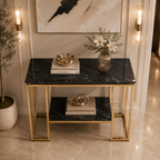 Modern Geometric Tiered Runway Gold SS Luxury Console Table