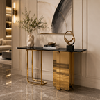 Premium Gold Stainless Steel Open Loop & Pillar Entryway Table