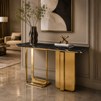 Premium Gold Stainless Steel Open Loop & Pillar Entryway Table