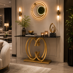 Elegant Butterfly Silhouette Gold Metal Statement Foyer Table