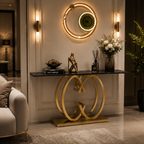 Elegant Butterfly Silhouette Gold Metal Statement Foyer Table