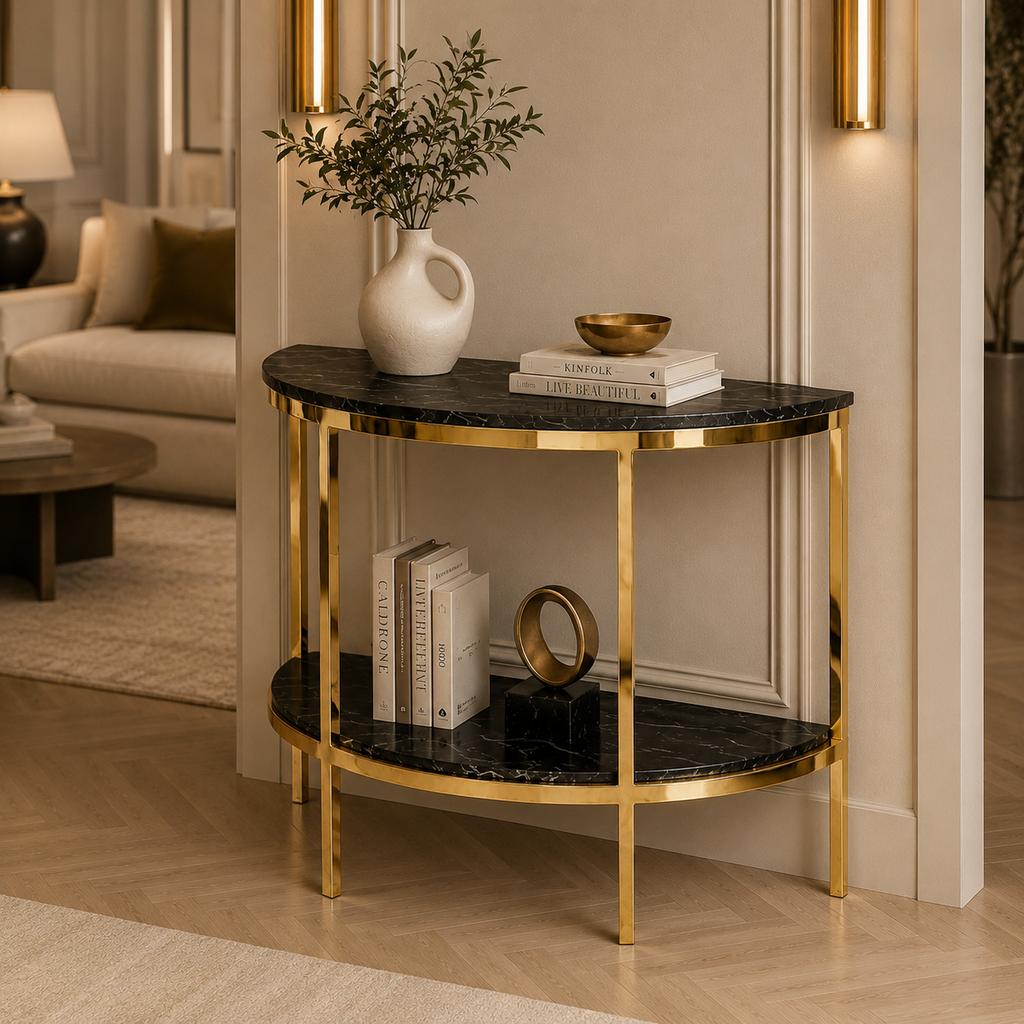 Premium Gold Stainless Steel Overlapping Cube Entryway Table (Copy)