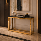 Modern Minimalist Hollow Block Gold SS Luxury Console Table