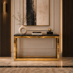 Modern Minimalist Hollow Block Gold SS Luxury Console Table