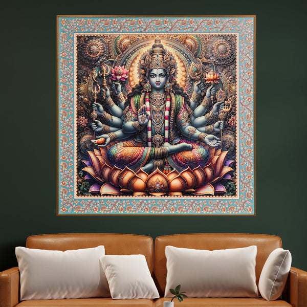 Radiance of Wealth The Goddess Laxmi Painting on Lotus for Home