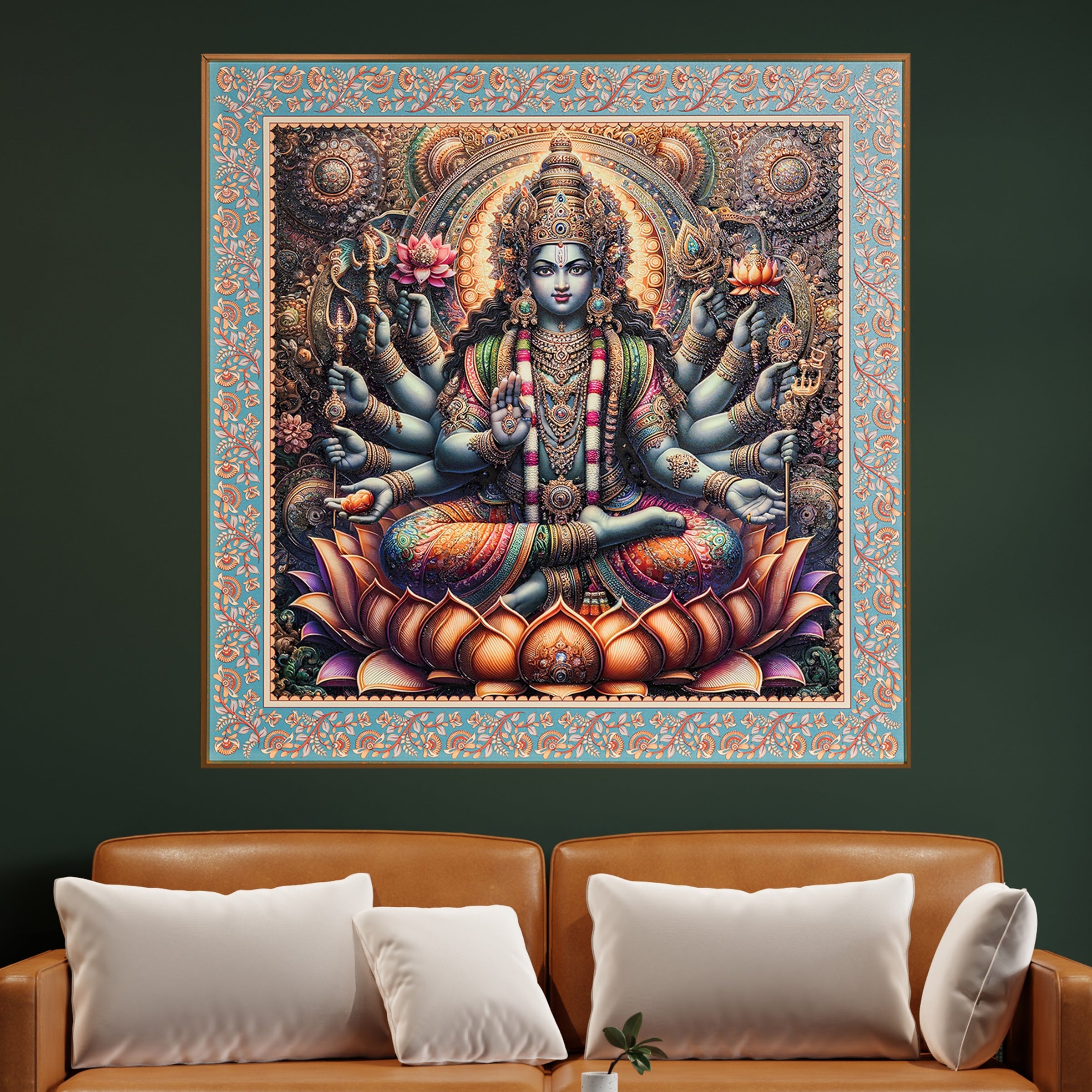 Radiance of Wealth The Goddess Laxmi Painting on Lotus for Home