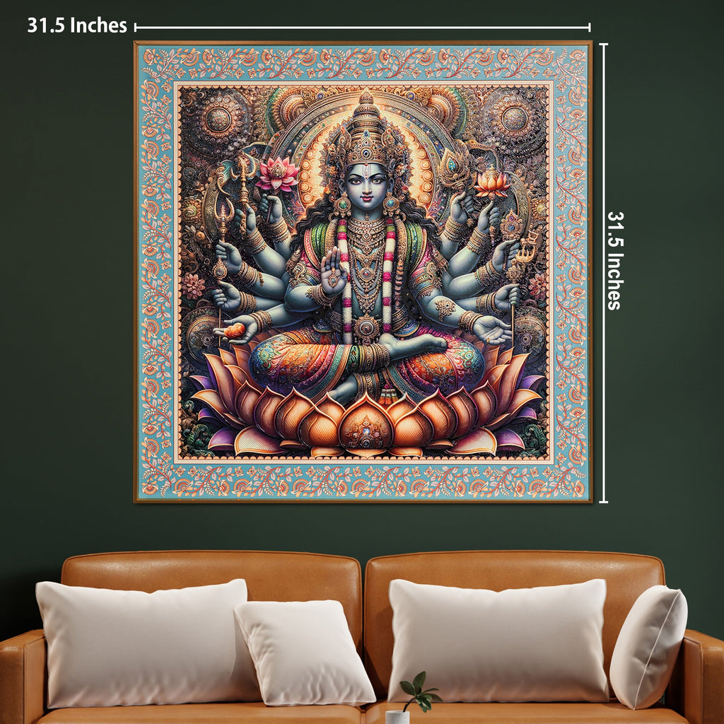 Radiance of Wealth The Goddess Laxmi Painting on Lotus for Home