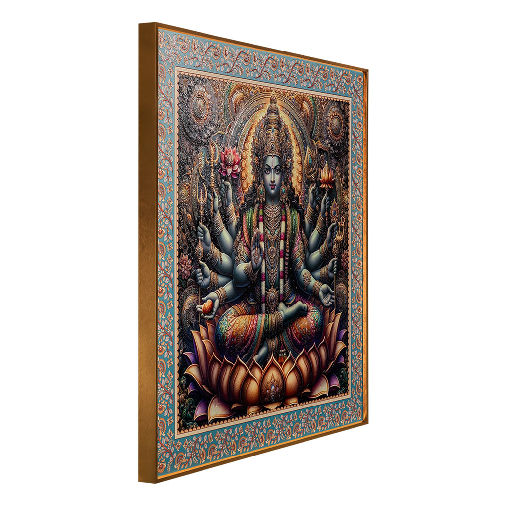 Radiance of Wealth The Goddess Laxmi Painting on Lotus for Home
