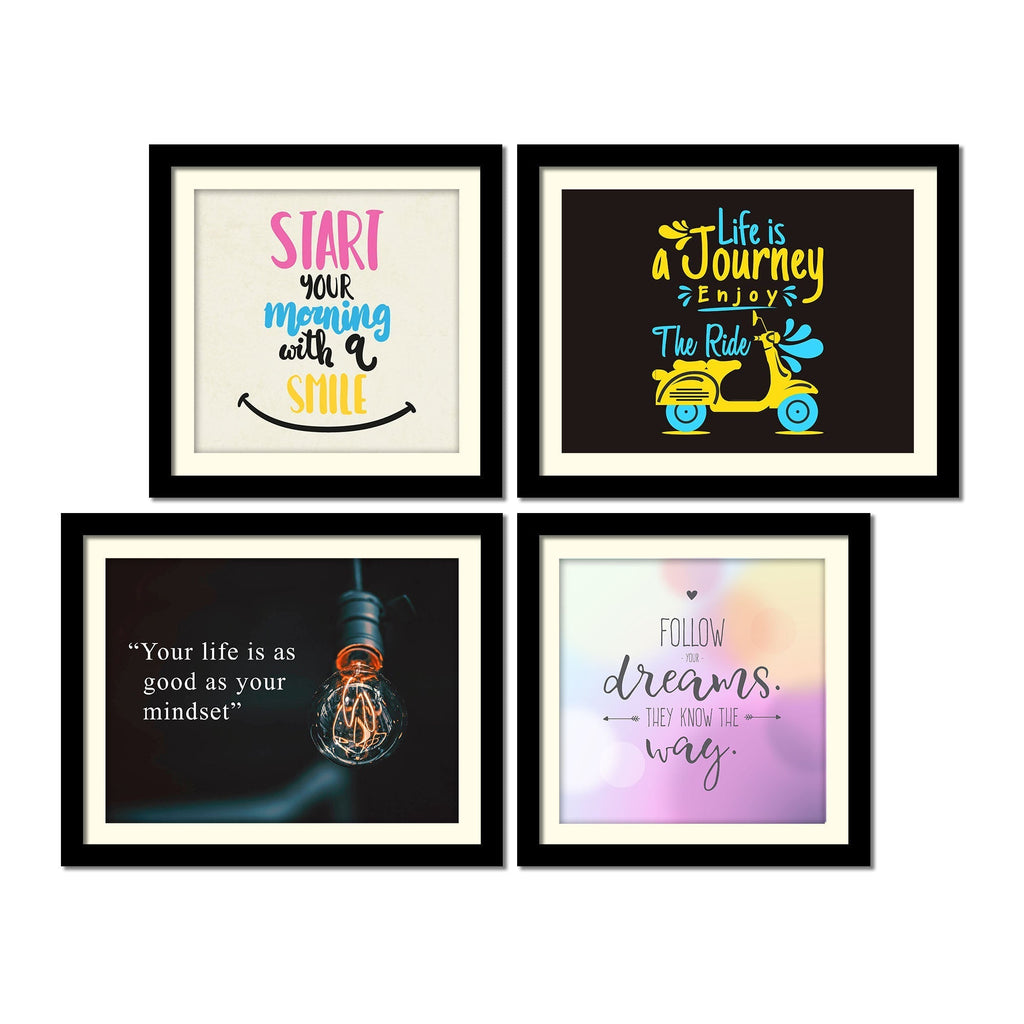 Start Your Morning Positive Quotes Four Pieces Wall Hanging Frame